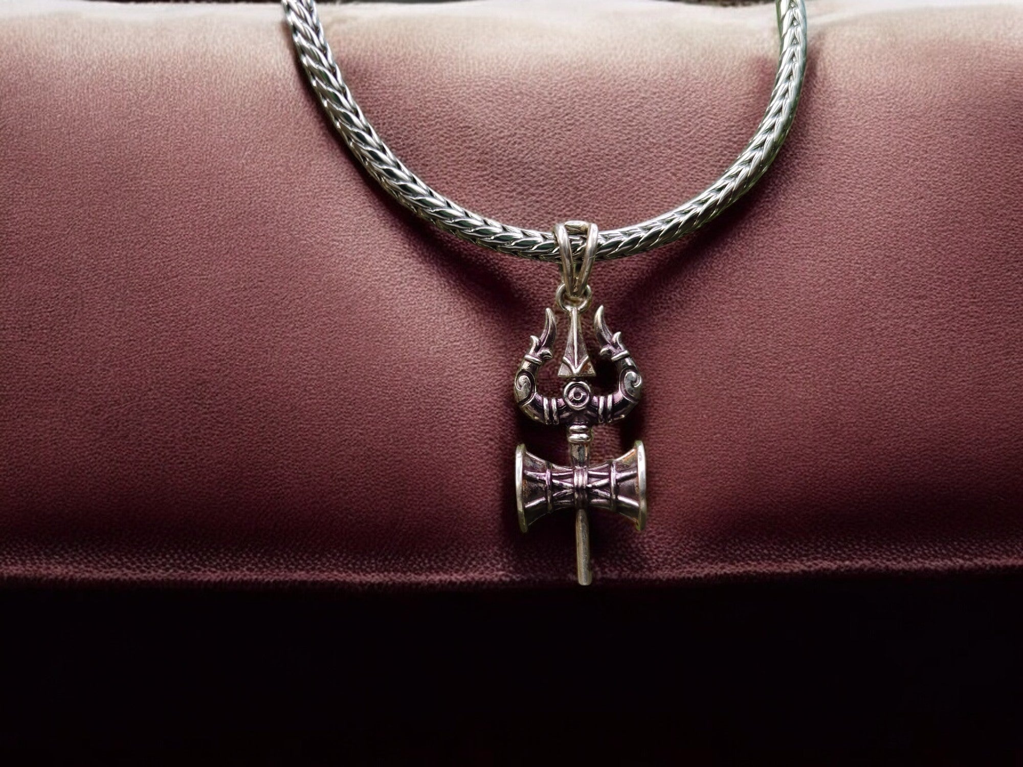 Lord Shiva Trishul Pendant -Oxidized silver plating