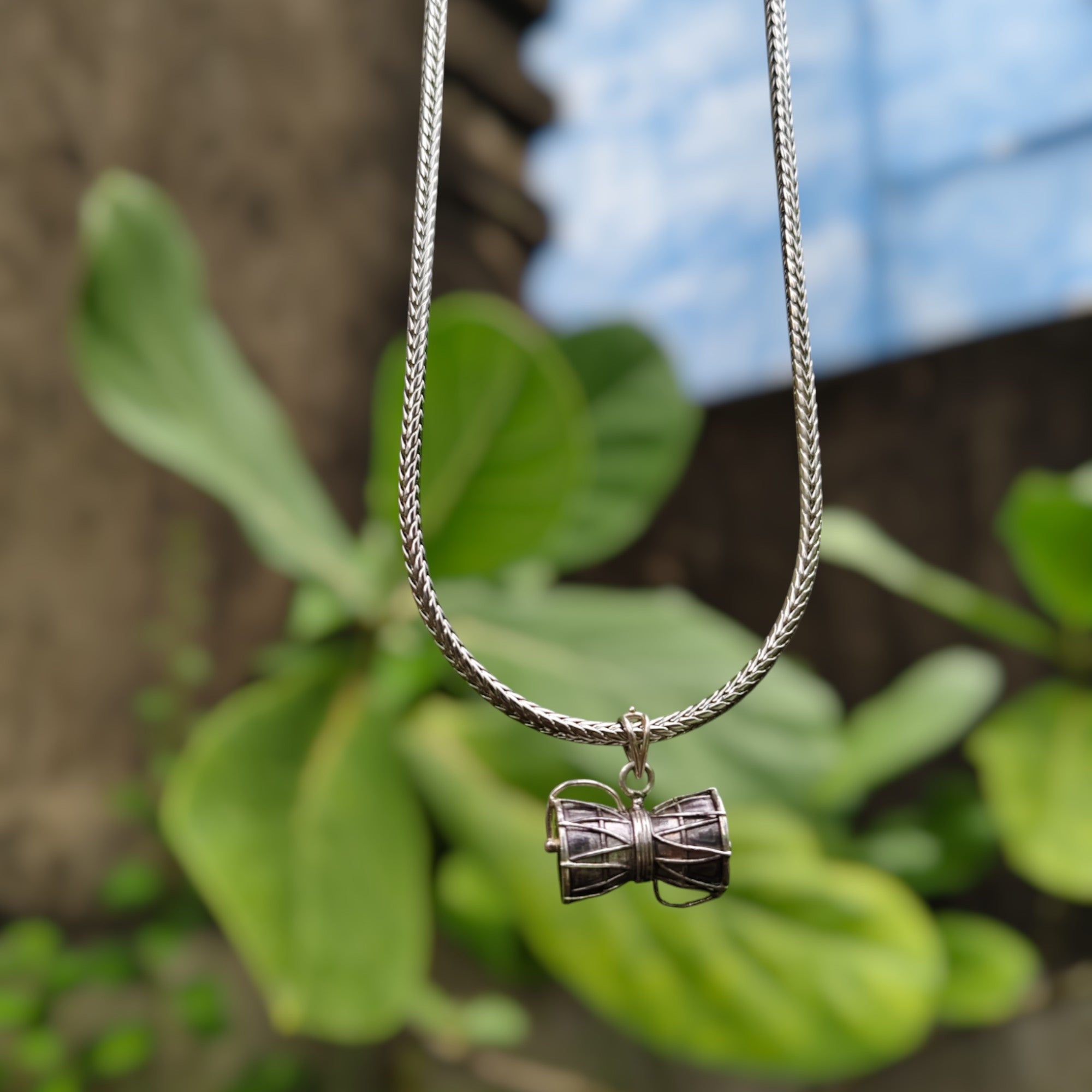 Lord Shiva Damroo Pendant -Oxidized silver plating