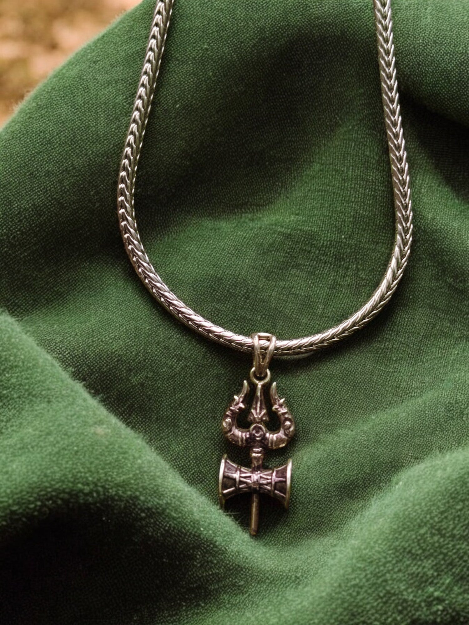 Lord Shiva Trishul Pendant -Oxidized silver plating