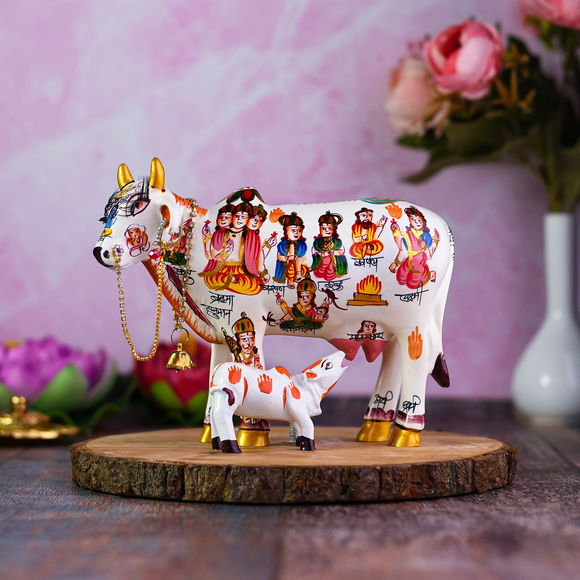 Vastujewel Blessed Kamdhenu Cow and Calf for Home and Gifting (19cmx12cmx15cm)