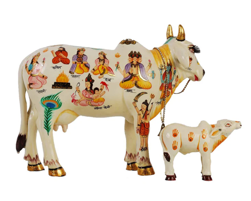 Vastujewel Blessed Kamdhenu Cow and Calf for Home and Gifting (19cmx12cmx15cm)