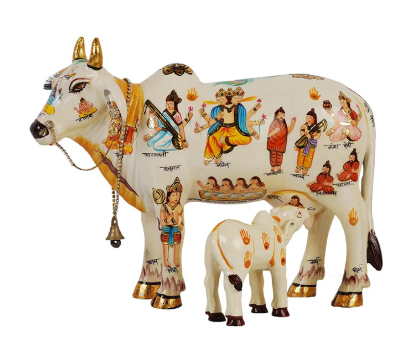 Vastujewel Blessed Kamdhenu Cow and Calf for Home and Gifting (19cmx12cmx15cm)