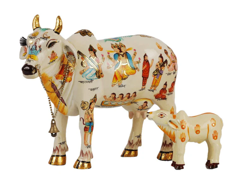 Vastujewel Blessed Kamdhenu Cow and Calf for Home and Gifting (19cmx12cmx15cm)