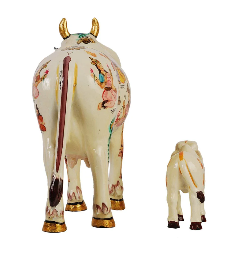 Vastujewel Blessed Kamdhenu Cow and Calf for Home and Gifting (19cmx12cmx15cm)