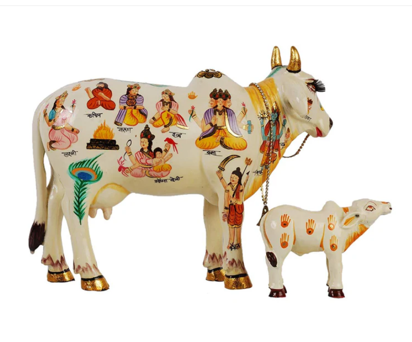 Vastujewel Blessed Kamdhenu Cow and Calf for Home and Gifting (19cmx12cmx15cm)