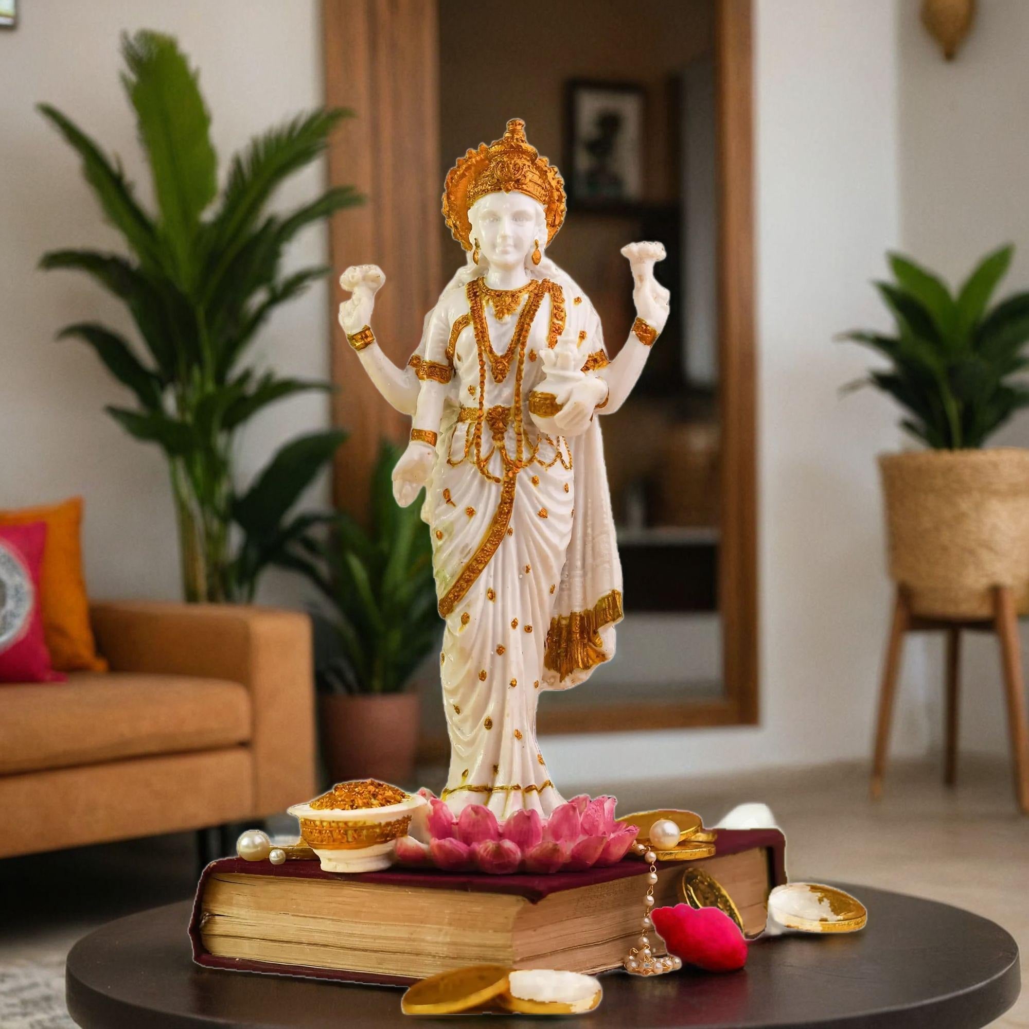 Antique Finish -Goddess Lakshmi Idol  | Perfect for Pooja Room & Home Decor .